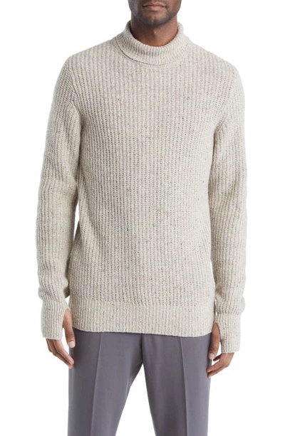 Shop Oliver Spencer Talbot Tweed Wool Blend Turtleneck Sweater In Beige Donegal