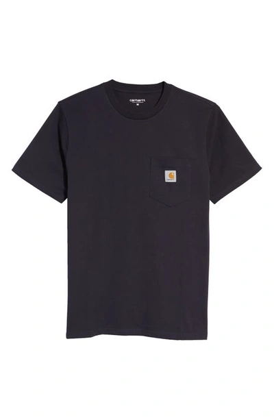 Shop Carhartt Work In Progress Logo Pocket T-shirt In Dark Navy