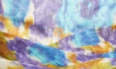 Shop Zimmermann High Tide Strapless Linen & Silk Wrap Romper In Blue Ikat Floral