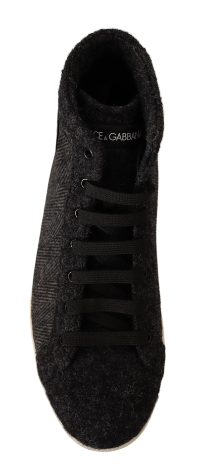 Shop Dolce & Gabbana Elegant High Top Cotton/wool Men's Sneakers In Gray