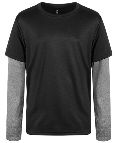 Shop Id Ideology Big Boys Faux-layer Long-sleeve T-shirt, Created For Macy's, Created For Macy's In Deep Black