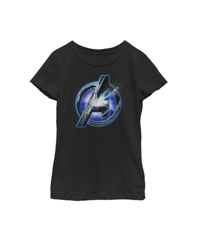 Shop Marvel Girl's  Avengers: Endgame High Tech Logo Child T-shirt In Black