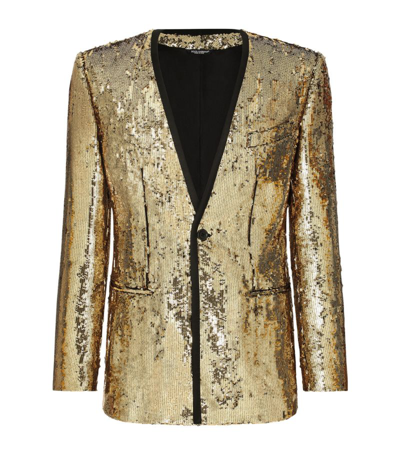 Shop Dolce & Gabbana Sequin-embellished Suit Jacket In Multi