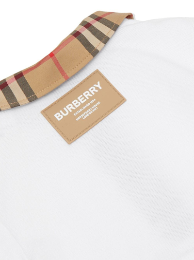 Shop Burberry Check-trim Piqué Dress Set In White