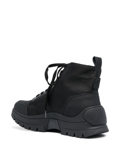 Shop Calvin Klein Logo-print Hiking Boots In Black