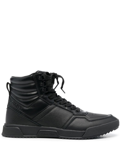 Shop Calvin Klein Panelled Hi-top Sneakers In Black