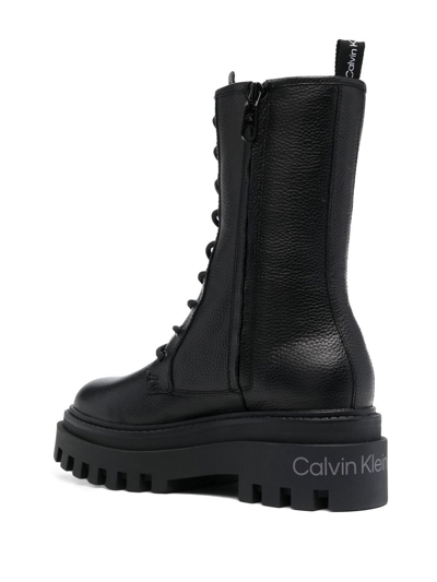 Shop Calvin Klein Flatform Lace-up Boots In Black
