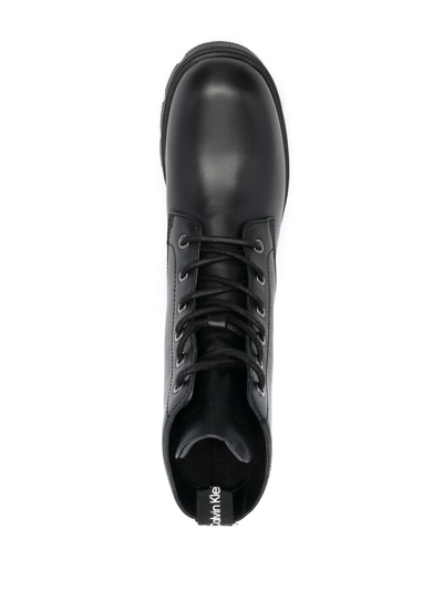 Shop Calvin Klein Chunky Lace-up Combat Boots In Black