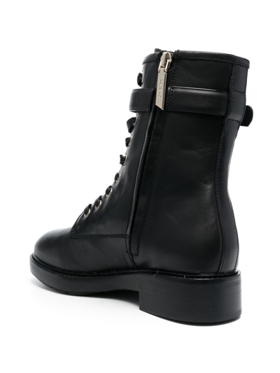 Calvin Klein Logo-buckle Combat Boots In Black