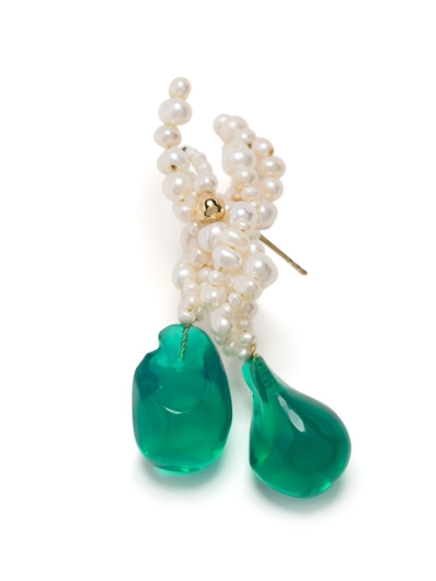 Shop Completedworks Gotcha Cluster Drop Earrings In Green