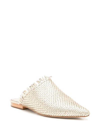 Shop Sarah Chofakian Interwoven Leather Mules In Gold