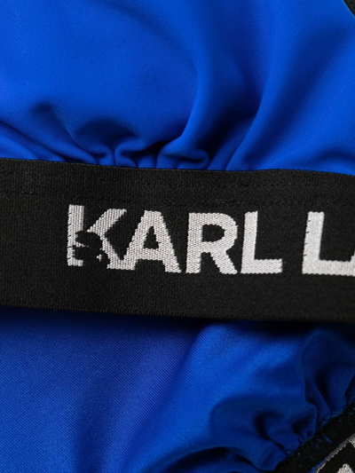 Shop Karl Lagerfeld Logo-band Bikini Top In Blue