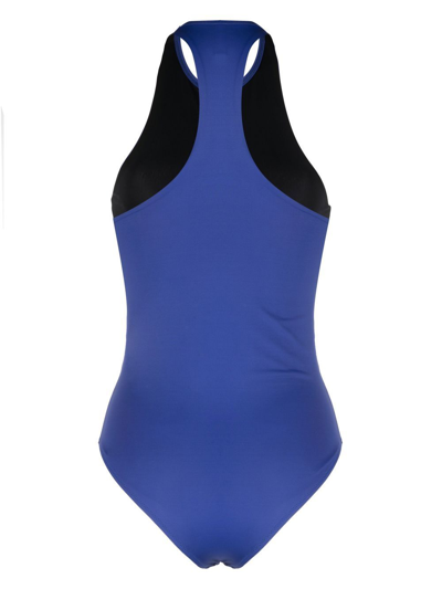 Shop Karl Lagerfeld Sporty Racerback One-piece Swimsuit In Blue