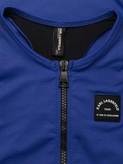 Shop Karl Lagerfeld Sporty Racerback One-piece Swimsuit In Blue