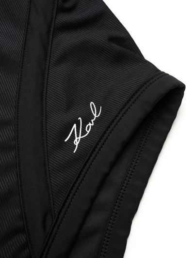 Shop Karl Lagerfeld Karl Dna Rib Swimsuit In Black