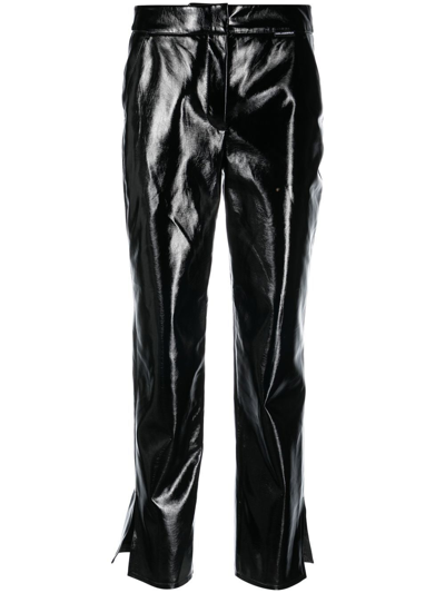 Shop Karl Lagerfeld Faux-leather Patent-finish Trousers In Black
