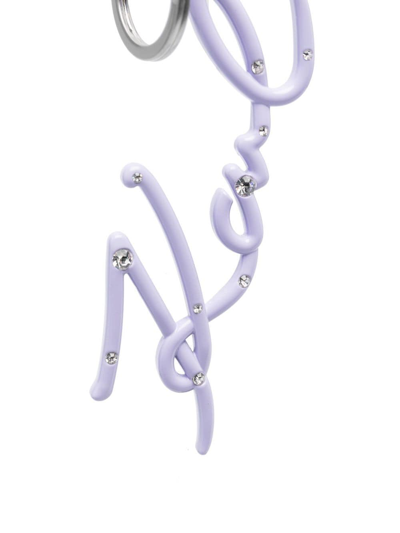 Shop Karl Lagerfeld Signature Rhinestone-charm Keychain In Purple