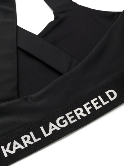 Shop Karl Lagerfeld Cross-strap Bikini Top In Black