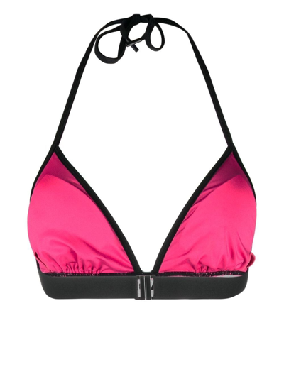 Shop Karl Lagerfeld Logo-band Bikini Top In Pink