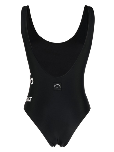 Shop Karl Lagerfeld Logo-print Swimsuit In Black