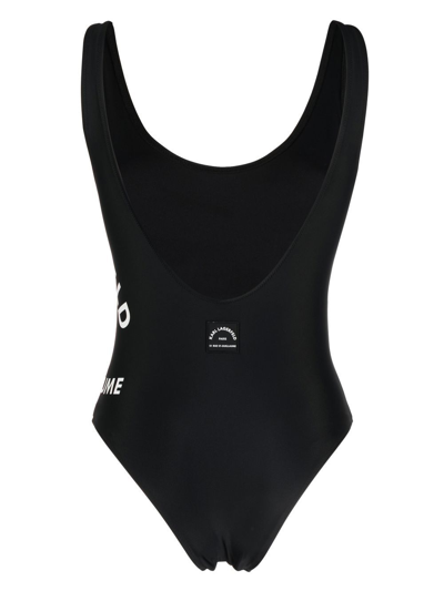 Karl Lagerfeld Logo-print Swimsuit In Black