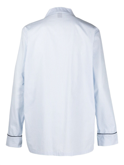 Shop Karl Lagerfeld Striped Embroidered-logo Pyjama Set In Blue