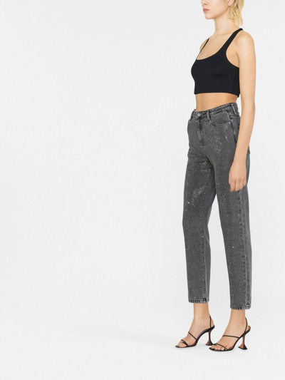Shop Karl Lagerfeld Rhinestone Splash Jeans In Grey