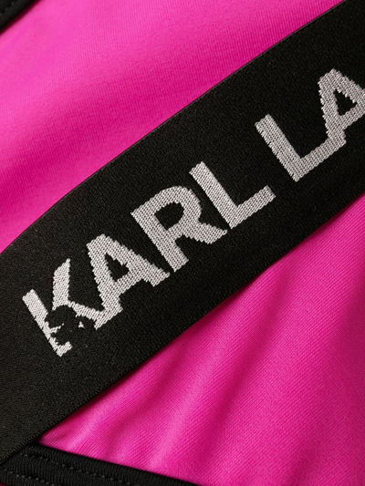 Shop Karl Lagerfeld Logo-waistband Bikini Bottoms In Pink