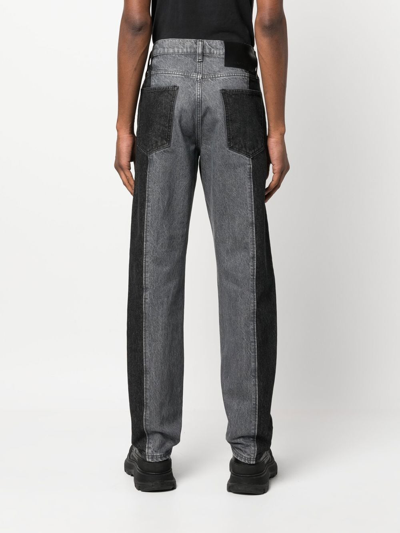 Shop Karl Lagerfeld Colour-block Straight-leg Jeans In Grey