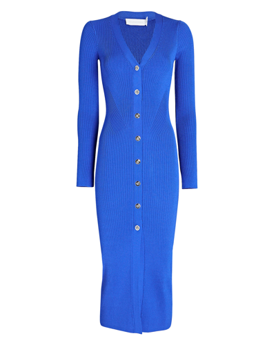Shop Jonathan Simkhai Cozette Rib Knit Midi Dress In Blue-med