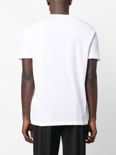 Versace White Crewneck T-shirt With Medusa Embroidery On The Front In Cotton Man In White