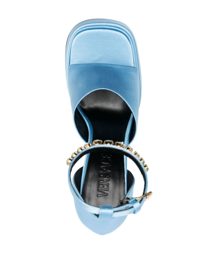 Shop Versace Medusa Charm Platform Sandals In Blue