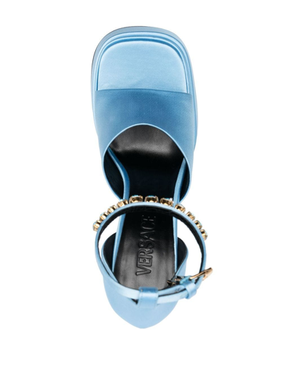 Versace Medusa Charm Platform Sandals In Blue