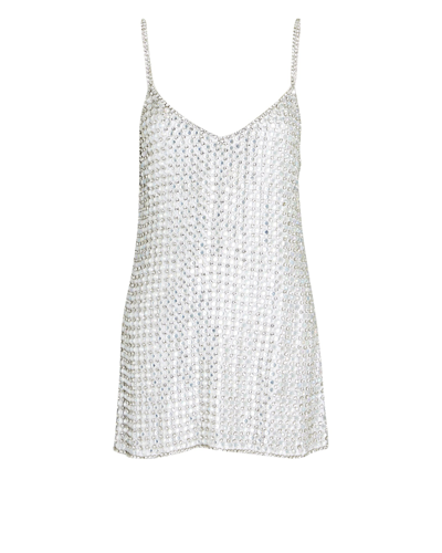 Shop Retroféte Holland Crystal-embellished Gauze Mini Dress In White