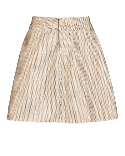 Shop Triarchy Ms.  Embellished Denim Mini Skirt In Beige