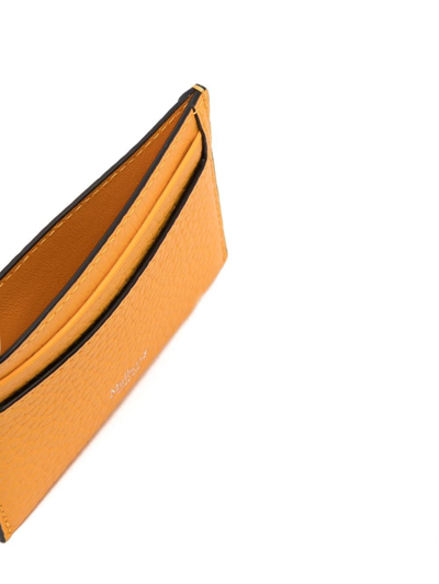 Shop Mulberry Logo-plaque Leather Cardholder In Orange