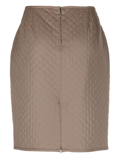 Pre-owned Jean Paul Gaultier 高腰菱纹绗缝半身裙（1990年代典藏款） In Brown
