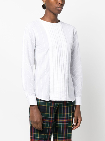 Pre-owned Giorgio Armani 1970s Pleated Button-up Shirt In White