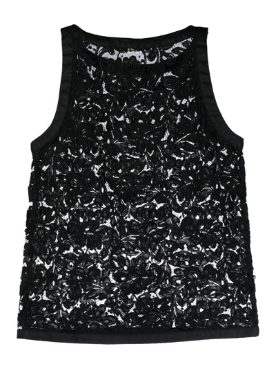 Pre-owned Saint Laurent 花卉蕾丝无袖上衣（1970年代典藏款） In Black