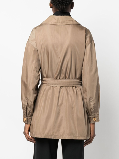 Pre-owned Prada 2000s Double-breasted Belted Trench Coat In Neutrals