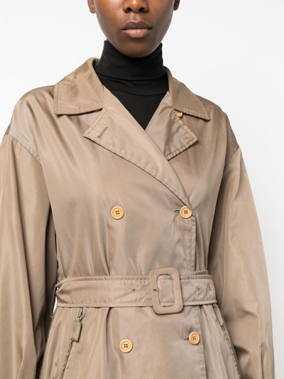 Pre-owned Prada 2000s Double-breasted Belted Trench Coat In Neutrals