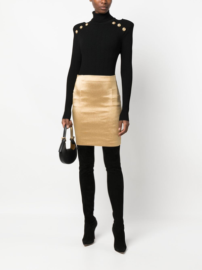 Pre-owned Dolce & Gabbana 2000s Metallic-threading Fitted Skirt In Gold