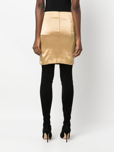 Pre-owned Dolce & Gabbana 2000s Metallic-threading Fitted Skirt In Gold