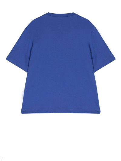 Shop Marni Sequinned Daisy-print T-shirt In Blue