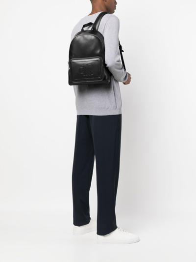 Shop Calvin Klein Jeans Est.1978 Logo-embossed Leather Backpack In Black