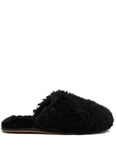 Shop Ugg Maxi Curly Mule Slides In Black