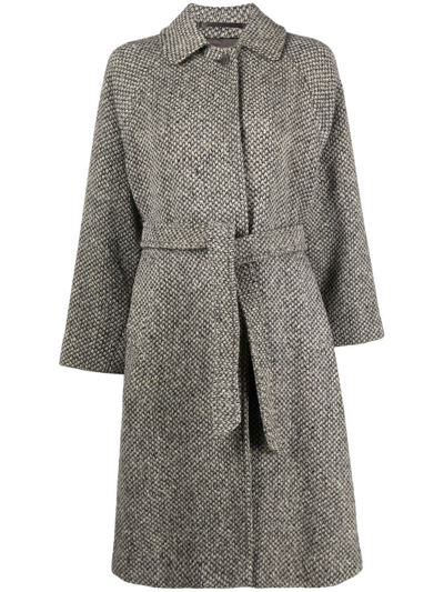 Pre-owned Burberry 1990s Single-breasted Wool Coat In Grey And White Melange