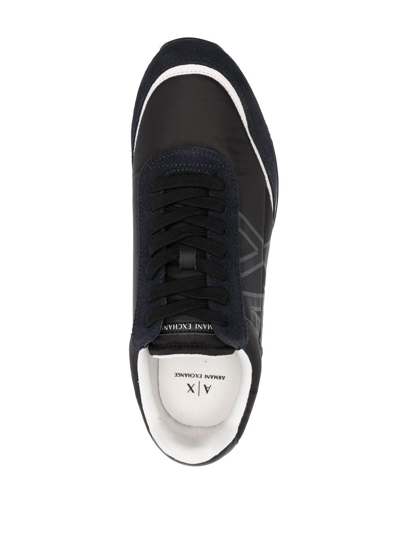 Shop Armani Exchange Logo-print Lace-up Sneakers In Black