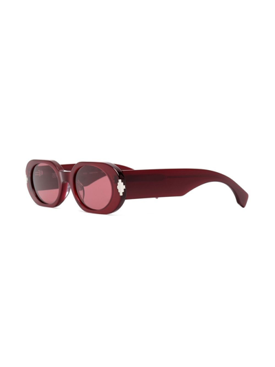 Shop Marcelo Burlon County Of Milan Oval-frame Sunglasses In Red