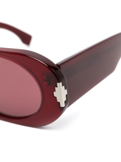 Shop Marcelo Burlon County Of Milan Oval-frame Sunglasses In Red